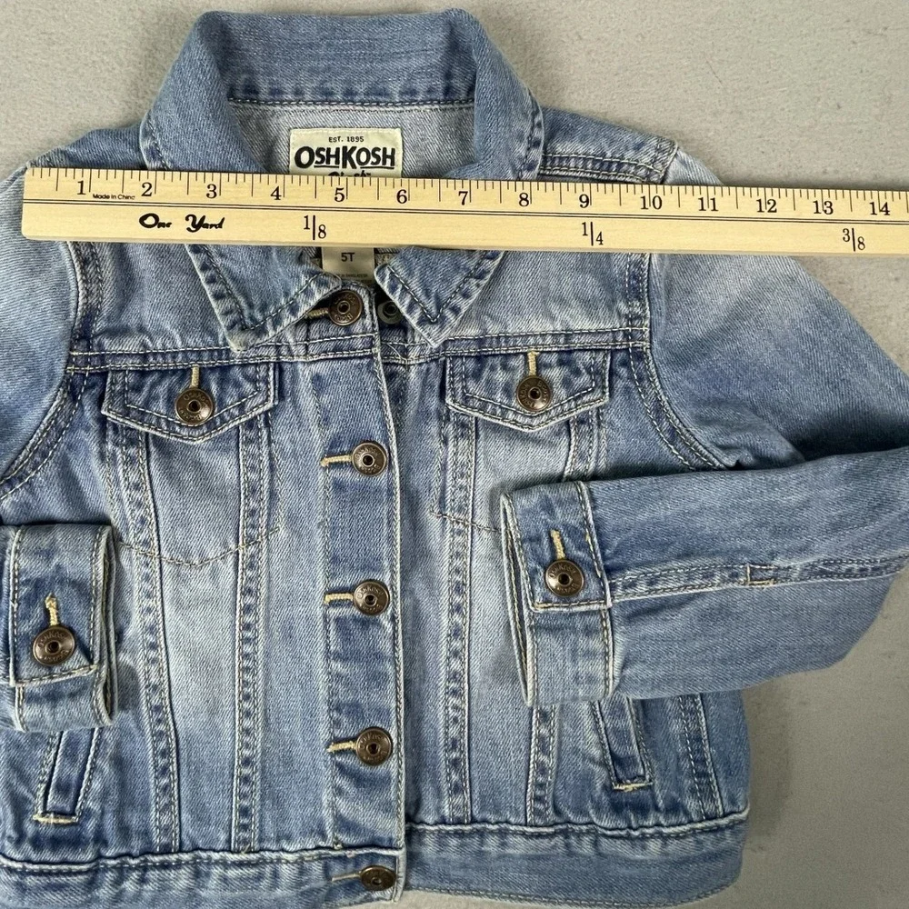 OshKosh Denim Jacket Kids 5T Blue B'gosh Trucker Classic Cotton Jean Jacket